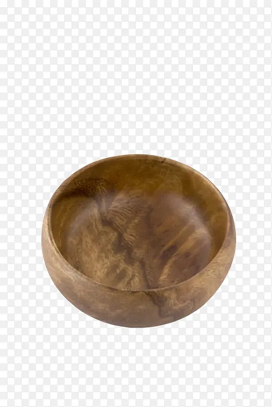 深棕色容器圆形空的木制碗实物