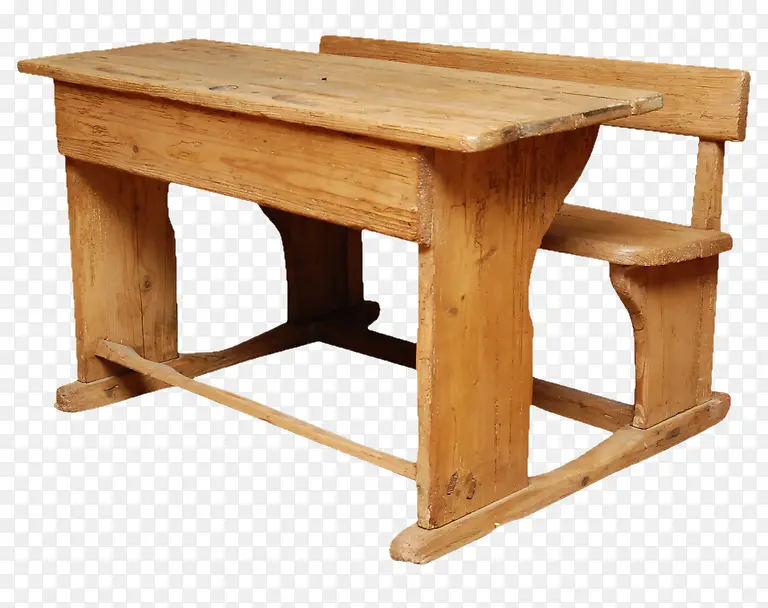 复古木质课桌椅素材免抠