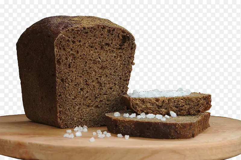 面包上的粗盐粒