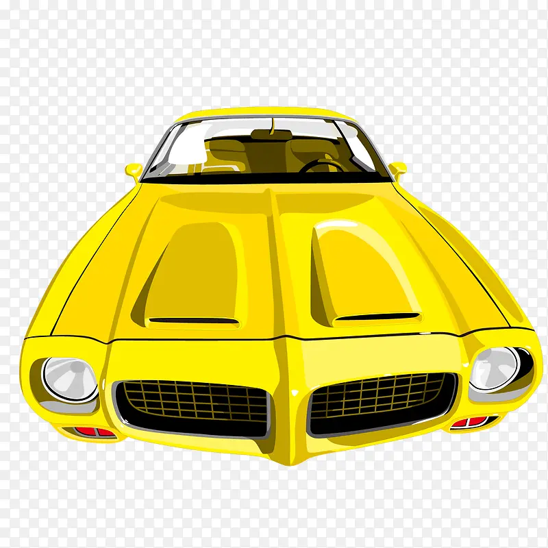 黄色的老爷车正面设计