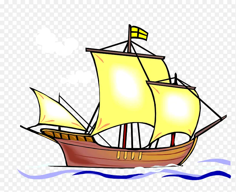 卡通黄色帆船素材