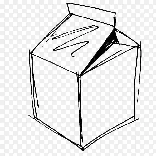 简易牛奶盒手绘图