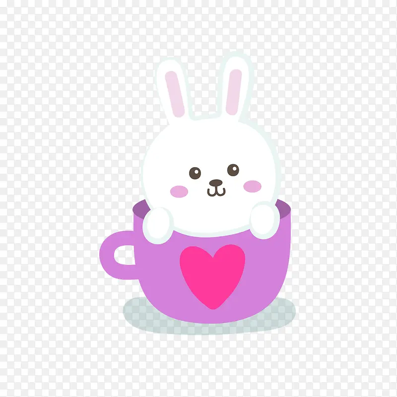 茶杯里的小白兔免抠素材