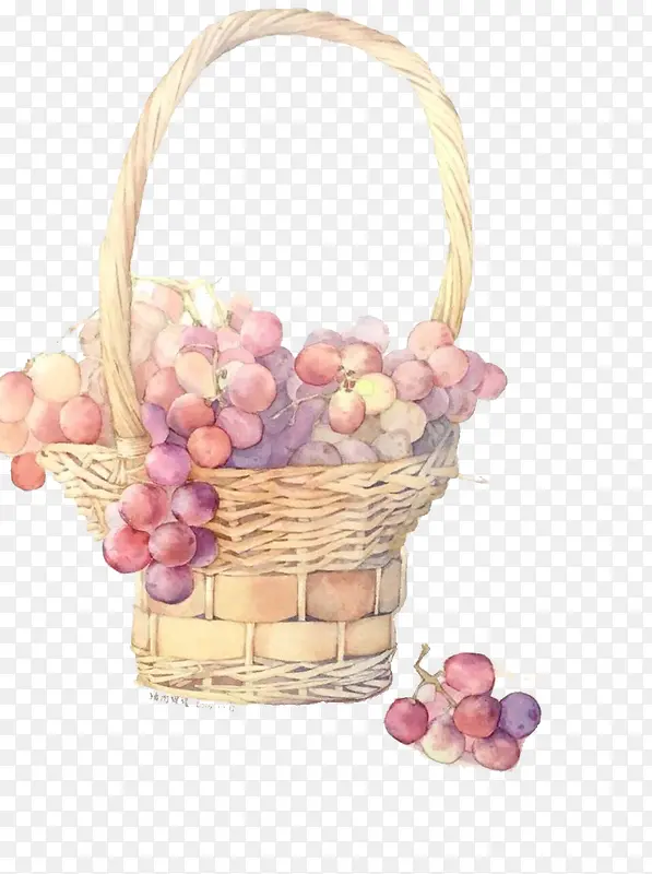 葡萄与果篮免抠素材
