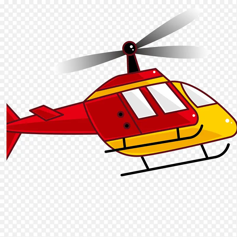 卡通红色直升机矢量图