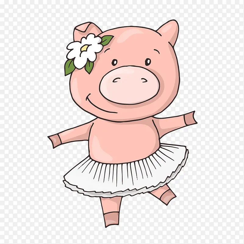 粉色穿着裙子的卡通猪