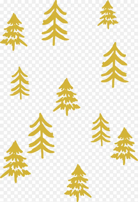 黄色手绘圣诞树花纹