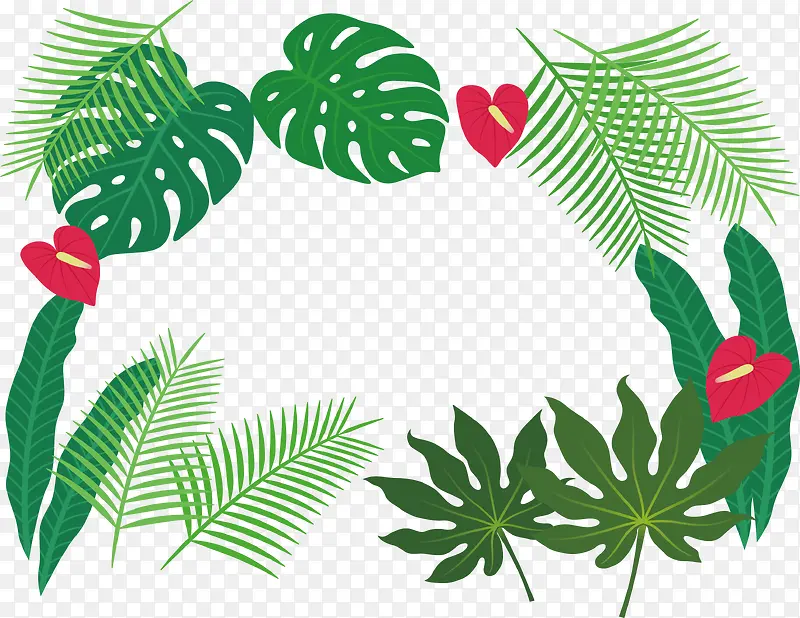 热带植物树叶边框