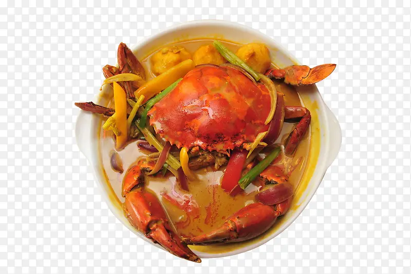 特色美食葱花咖喱汁大螃蟹