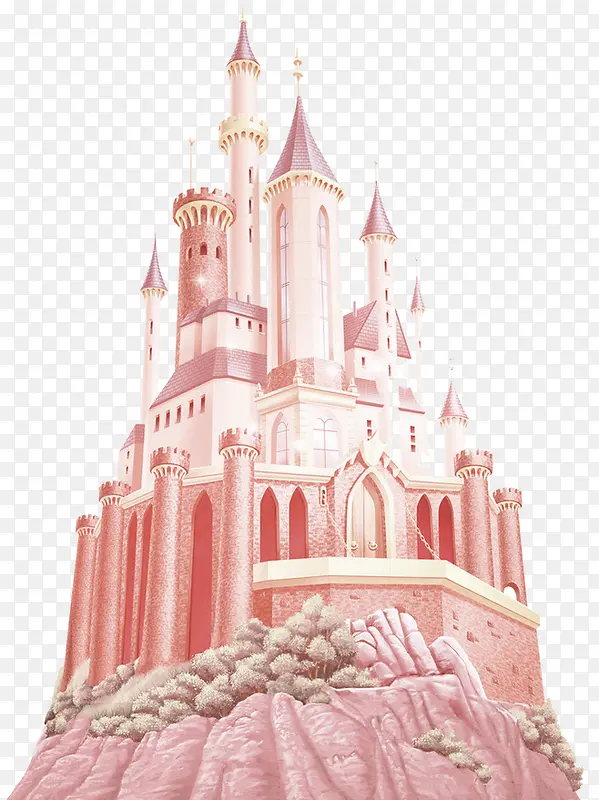 棕色大气城堡装饰图案