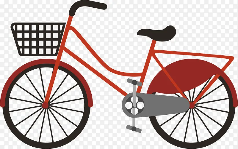 红色自行车卡通插画