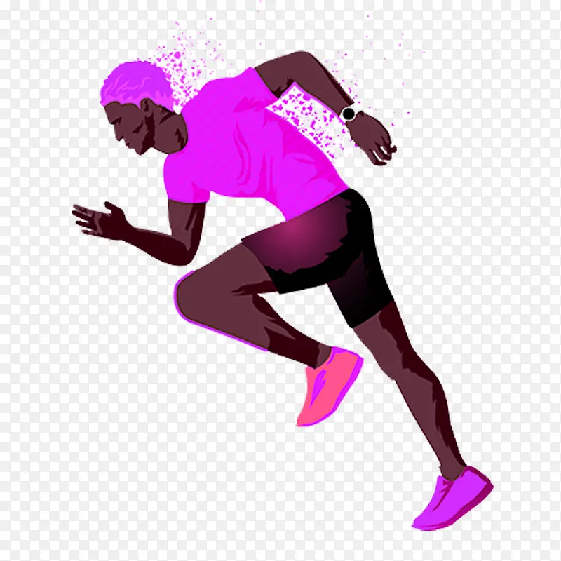 紫色健康运动跑步的人剪影素材