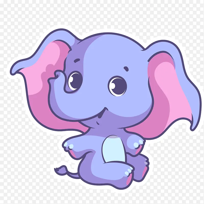 卡通紫色的大象动物设计