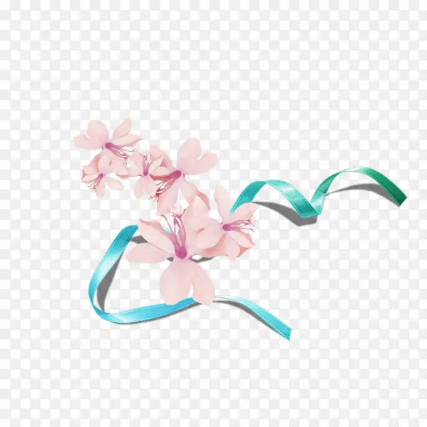 手绘花朵丝带PNG