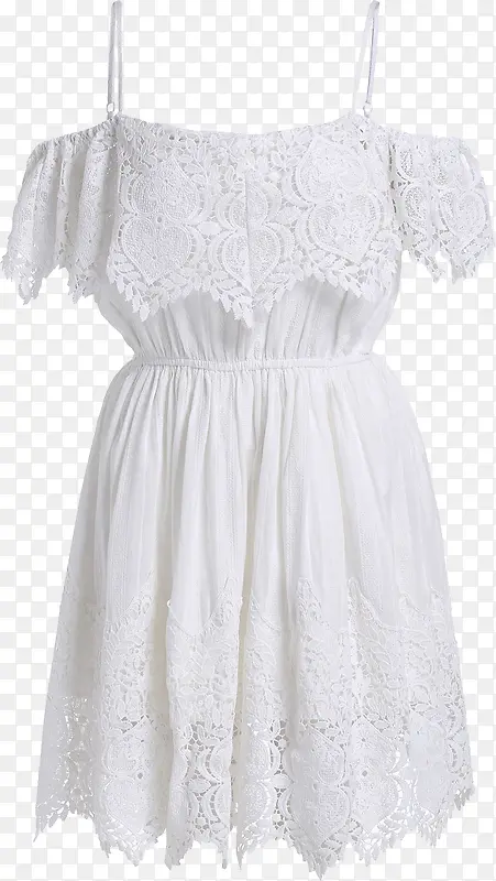白色蕾丝花边裙子