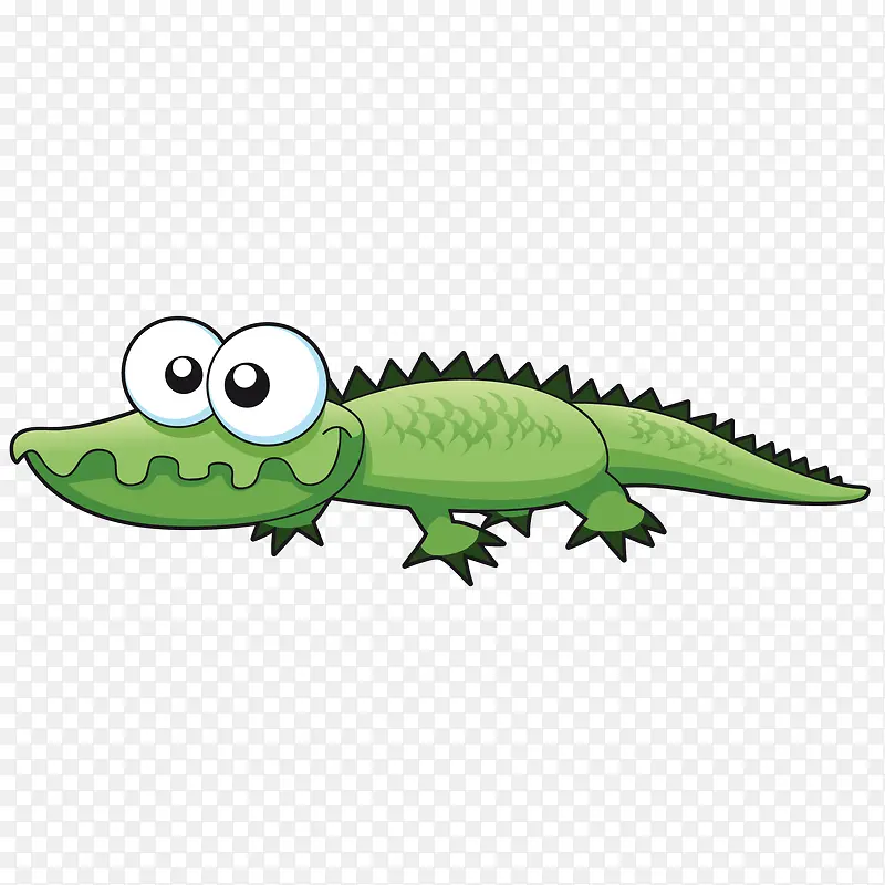 卡通绿色的鳄鱼动物设计