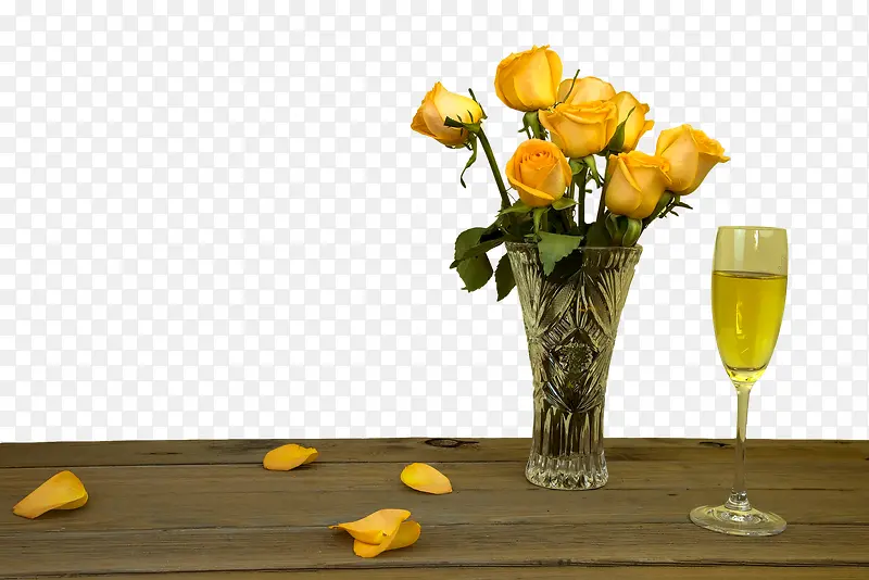黄色玫瑰花瓶