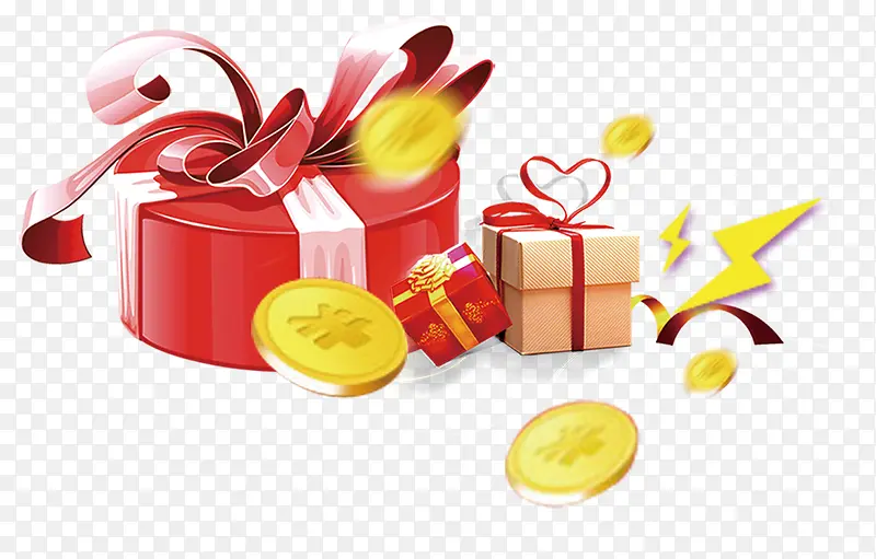 红色礼物盒金币