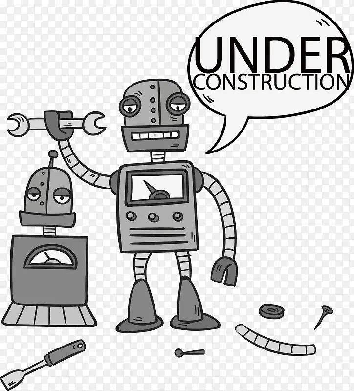 手绘卡通修理工机器人