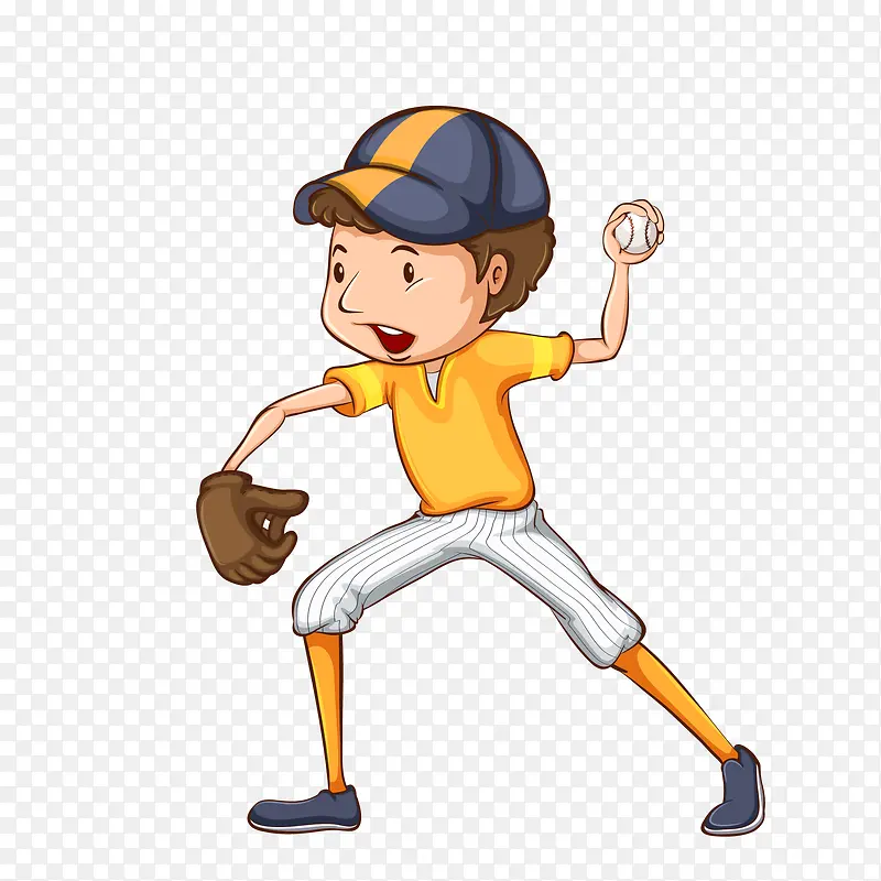 卡通投掷棒球的人物设计