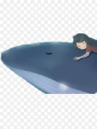 趴在鲸鱼上的女孩