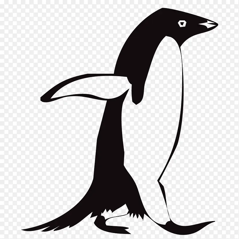 矢量手绘一只企鹅元素