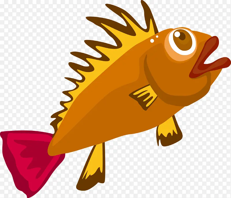卡通土黄色海鱼食人鱼矢量图