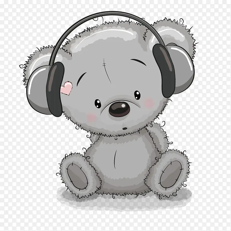 戴耳机的卡通小熊