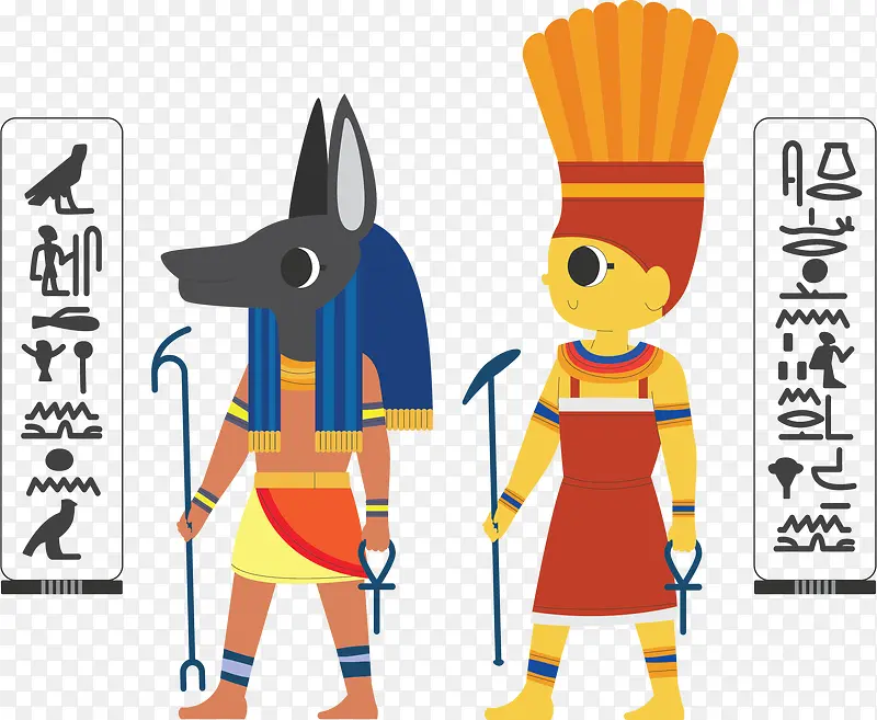 卡通埃及神像文字