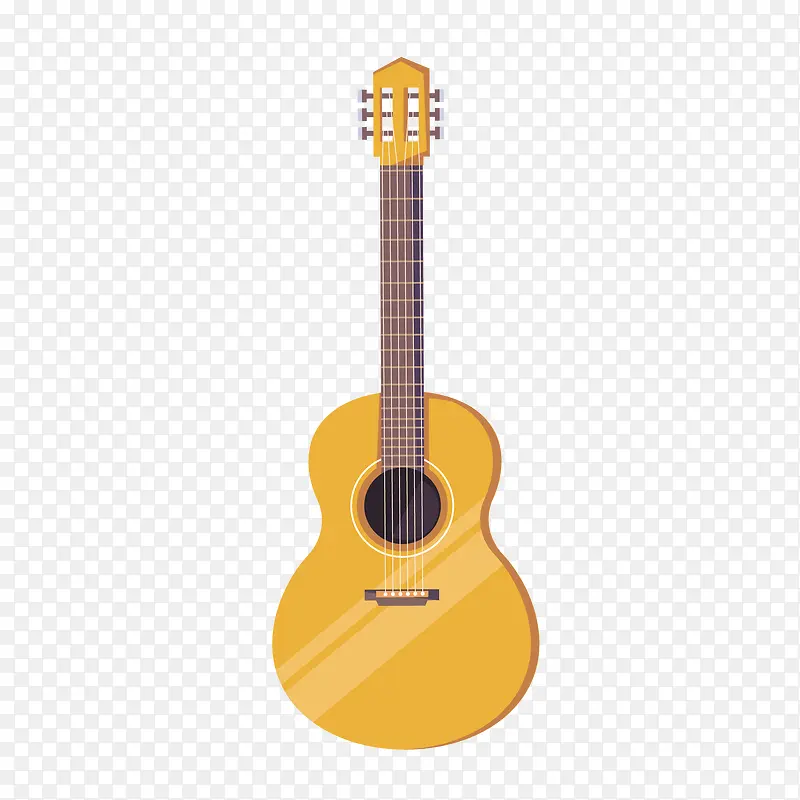 矢量手绘黄色吉他