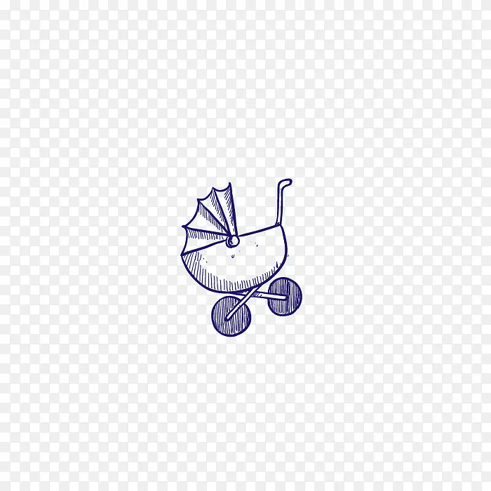 婴儿车简笔画矢量素材