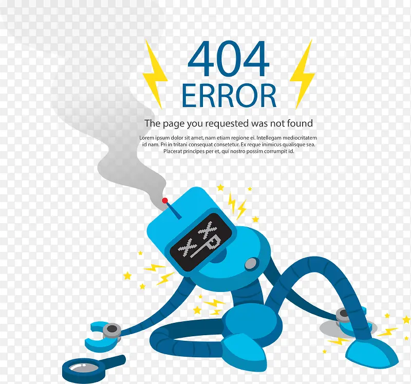 卡通手绘出错404网页插画