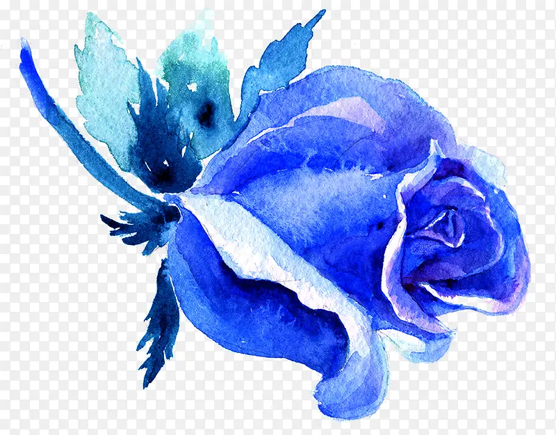 蓝色水墨玫瑰
