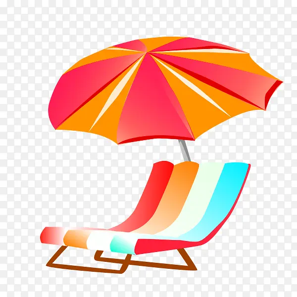 橙色卡通沙滩椅装饰图案