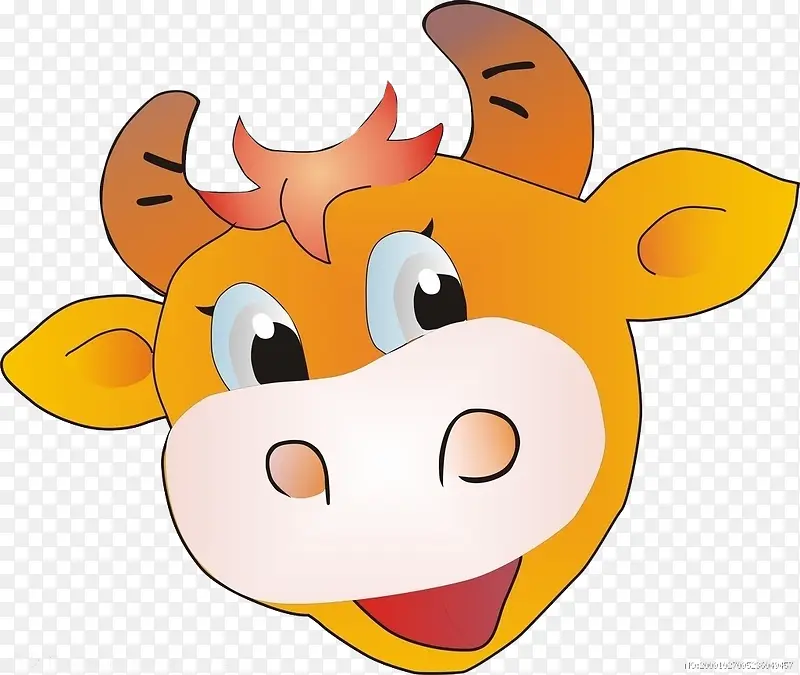 黄橙色卡通微笑牛头