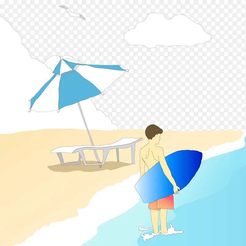 卡通夏天沙滩png元素