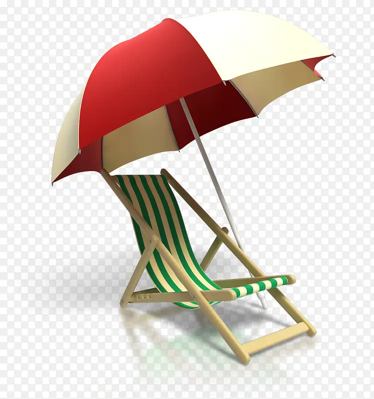 沙滩上的躺椅和遮阳伞