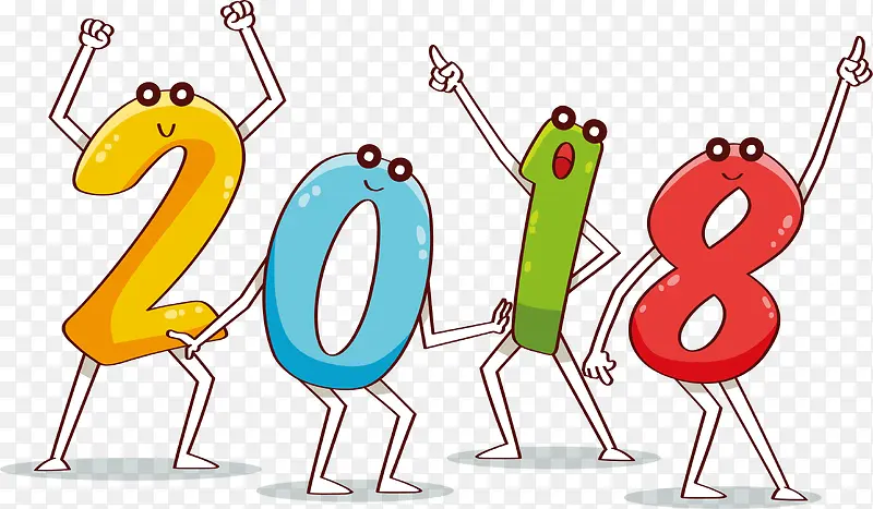 卡通彩色2018数字