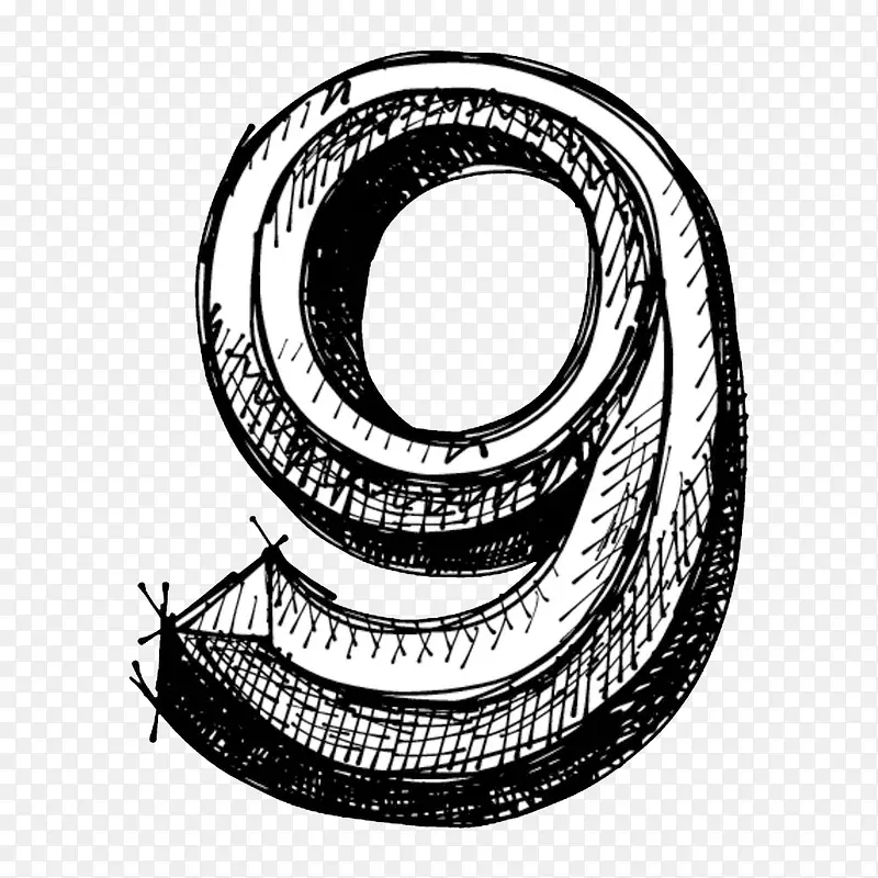 手绘黑白数字9PNG图片素材下载_图片编号8356761-PNG素材网