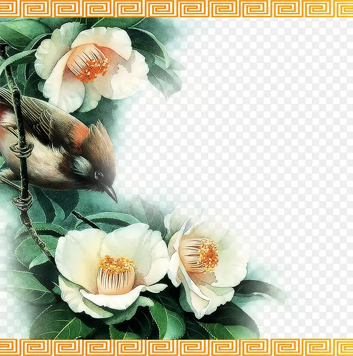 鸟飞上花开