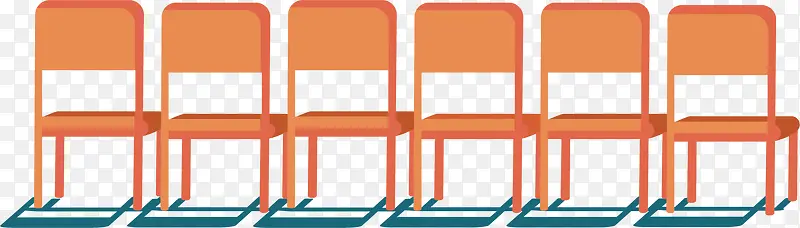 矢量图橙色水彩一排椅子