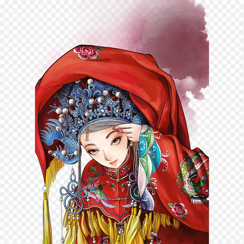 手绘中国风新娘