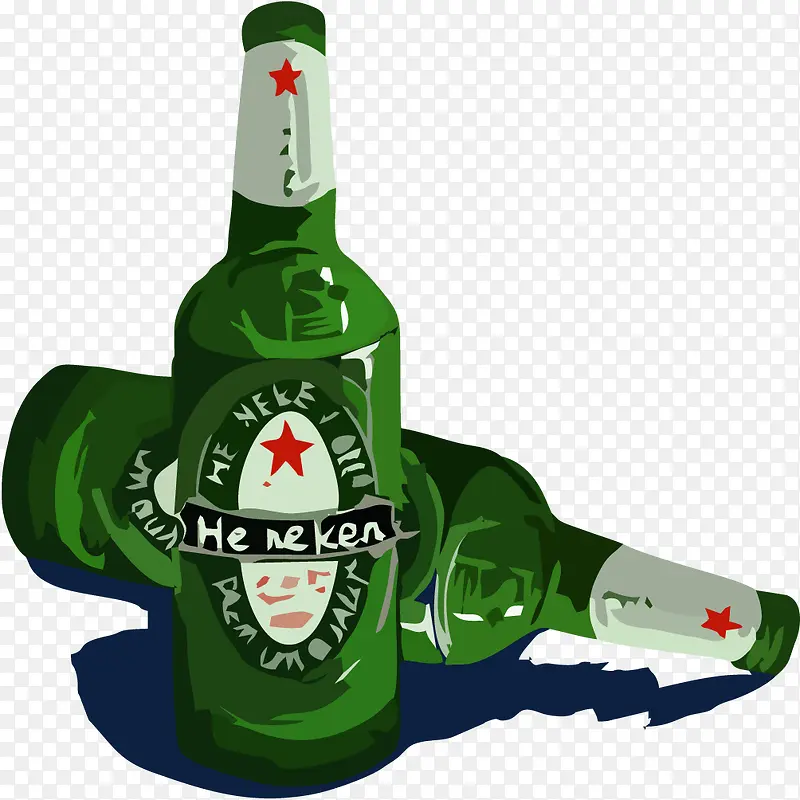 两个绿色酒瓶