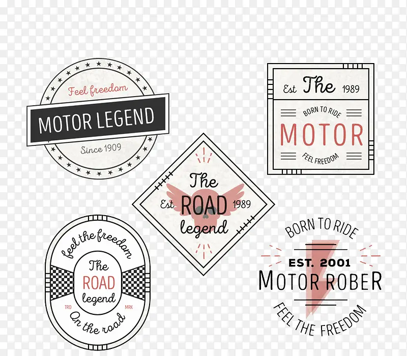 5个美丽的摩托车徽章