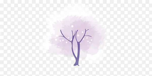 浅紫色水墨清新韩式小树图案