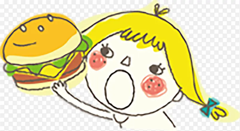 吃汉堡的女孩