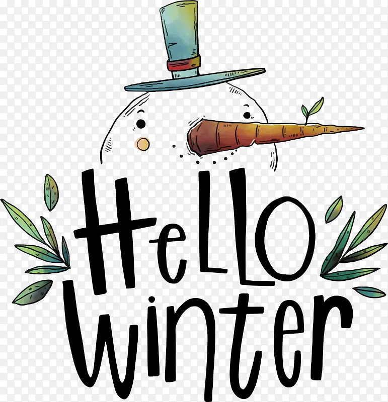 可爱手绘雪人你好冬天艺术字