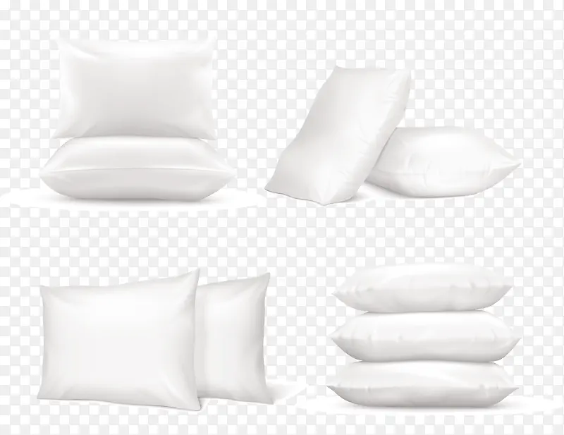 四个白色睡觉枕头
