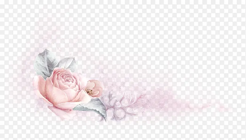 手绘粉色花卉花框设计