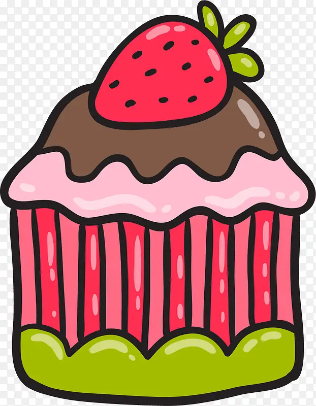 草莓口味矢量卡通蛋糕